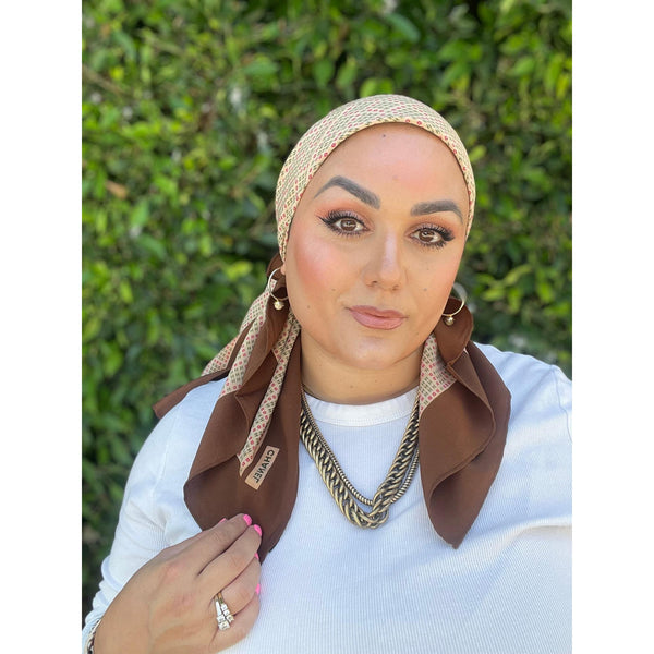 Chanel Authentic Designer Headscarf, Monogram Print-Designer headscarf-The Little Tichel Lady