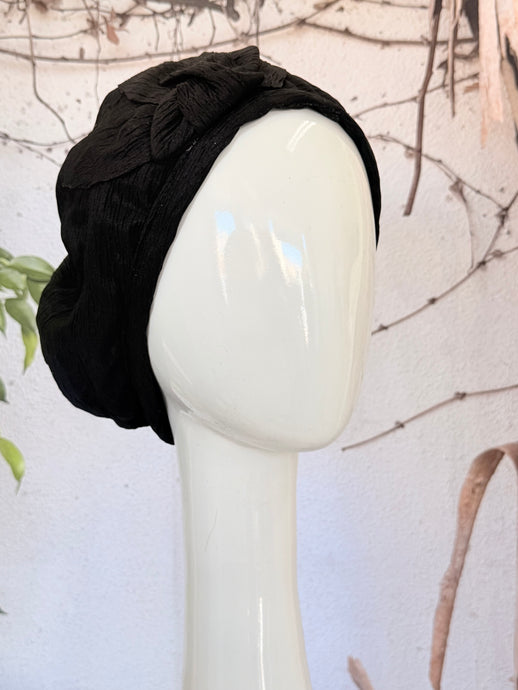 Embellished Hat - Size #2 Black Textured-Hat-The Little Tichel Lady