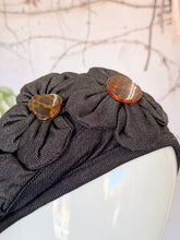 Embellished Hat - Size #2 Black Faux Denim