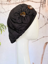 Embellished Hat - Size #2 Black Faux Denim