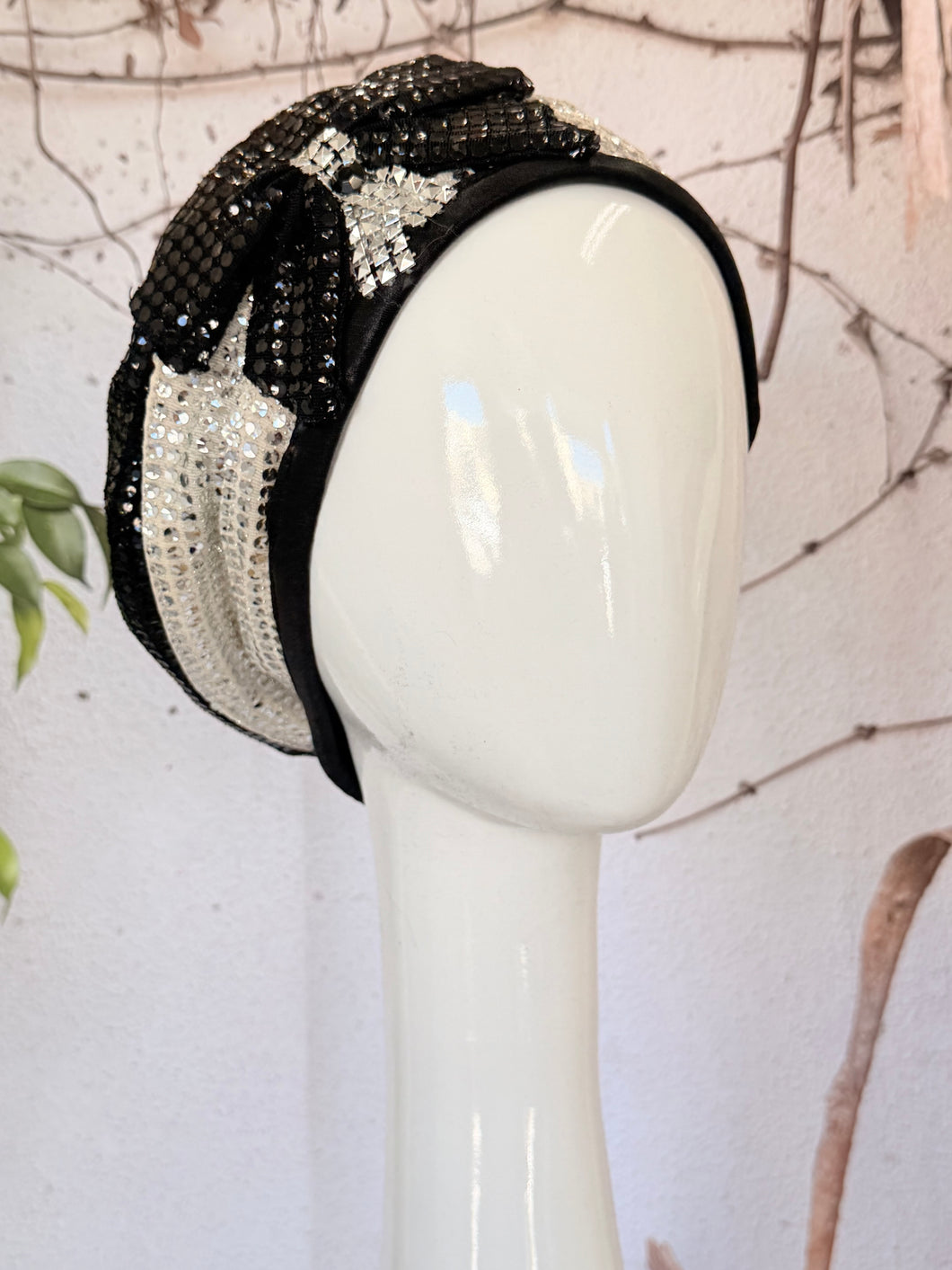 Embellished Hat - Size #2 Black/Silver