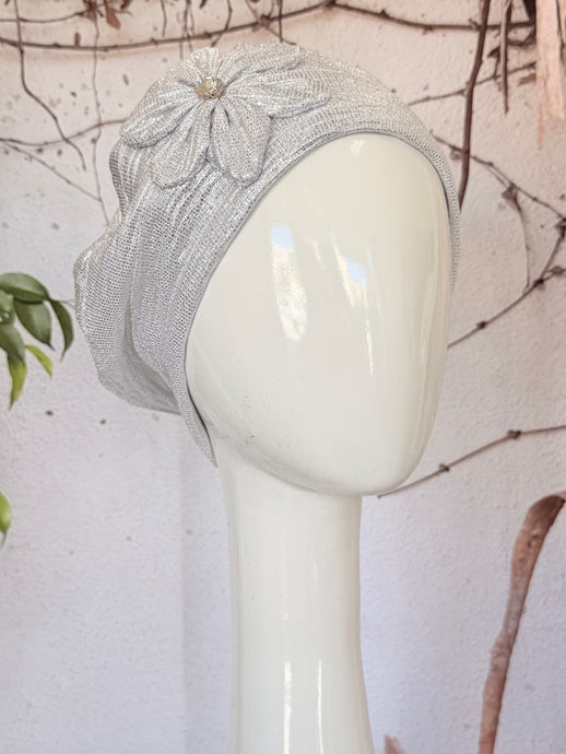 Embellished Hat - Size #2 Pale Silver-Hat-The Little Tichel Lady