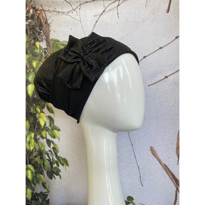 Embellished Slip-on Hat w/ Velcro - Black-Hat-The Little Tichel Lady