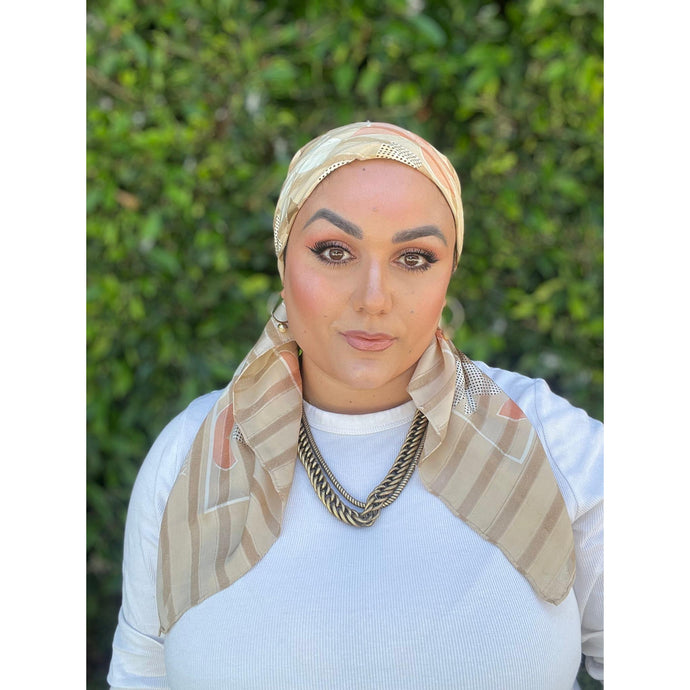 Givenchy Authentic Designer Headscarf, Neutral Print-Designer headscarf-The Little Tichel Lady