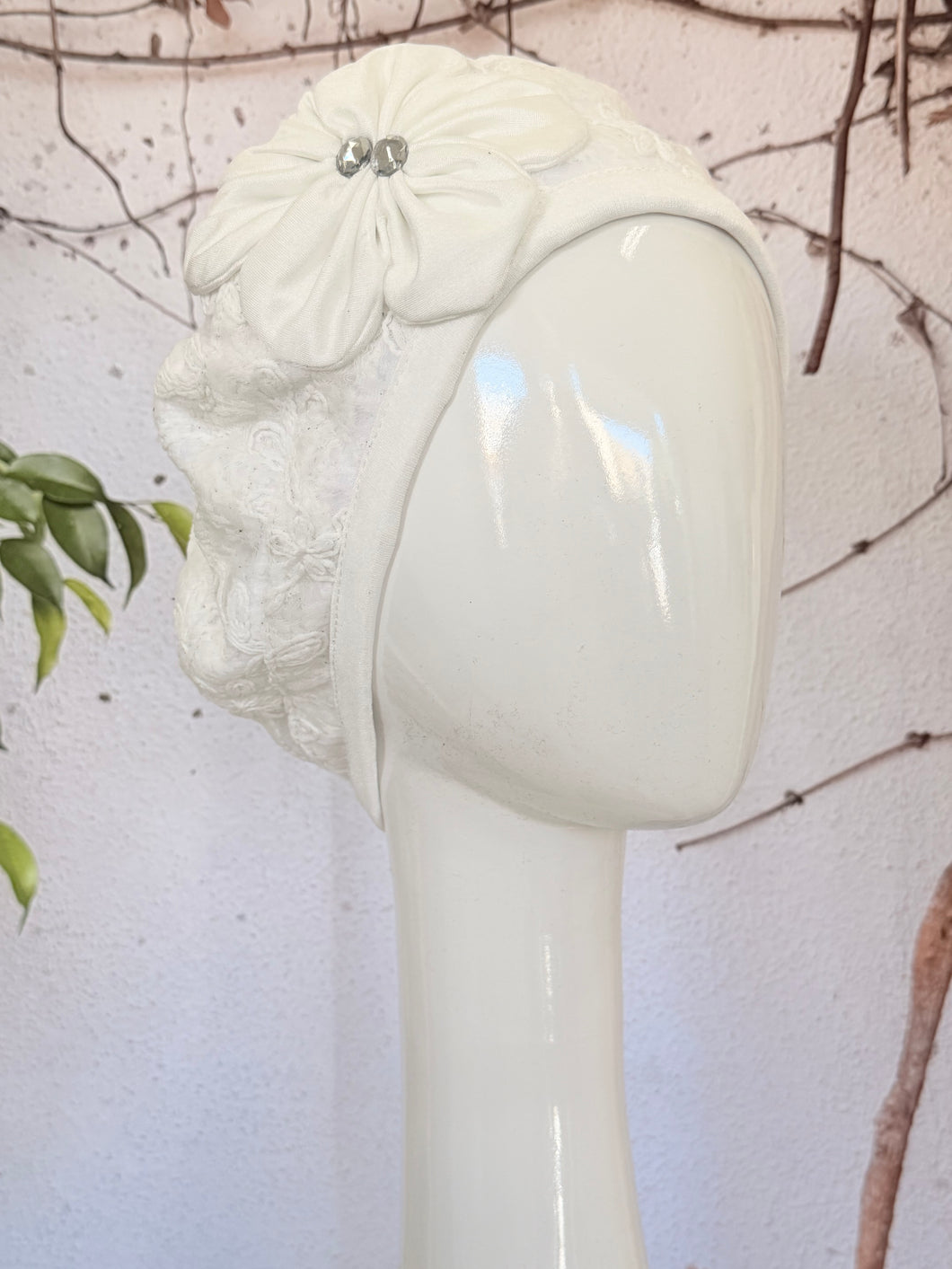 Embellished Hat - Size #2 White