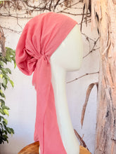 Turkish Cotton Textured NON-SLIP Print Pretied w/ Long Tails - Classic Pink
