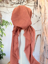 Turkish Cotton Textured NON-SLIP Print Pretied w/ Long Tails - Desert Rose
