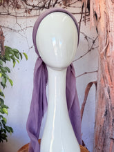Turkish Cotton Textured NON-SLIP Print Pretied w/ Long Tails - Muted Purple