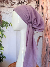 Turkish Cotton Textured NON-SLIP Print Pretied w/ Long Tails - Muted Purple