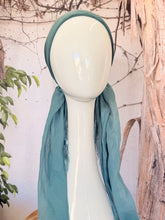 Turkish Cotton Textured NON-SLIP Print Pretied w/ Long Tails - Glacier