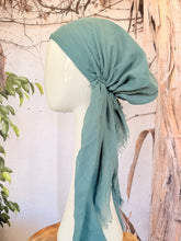 Turkish Cotton Textured NON-SLIP Print Pretied w/ Long Tails - Glacier