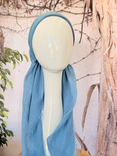 Turkish Cotton Textured NON-SLIP Print Pretied w/ Long Tails - Sky Blue