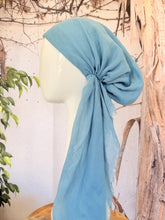 Turkish Cotton Textured NON-SLIP Print Pretied w/ Long Tails - Sky Blue