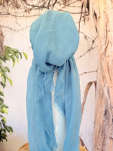 Turkish Cotton Textured NON-SLIP Print Pretied w/ Long Tails - Sky Blue