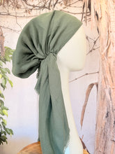 Turkish Cotton NON-SLIP Metallic Pretied w/ Long Tails - Dark Mint