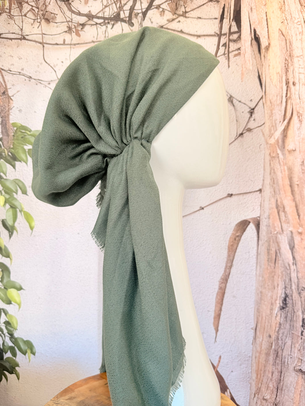 Turkish Cotton NON-SLIP Metallic Pretied w/ Long Tails - Dark Mint