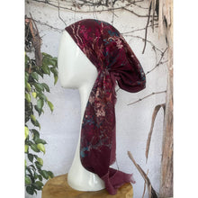 Turkish Cotton Textured Print Pretied w/ Long Tails - Tree of Life, Wine-pretieds-The Little Tichel Lady