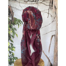 Turkish Cotton Textured Print Pretied w/ Long Tails - Tree of Life, Wine-pretieds-The Little Tichel Lady