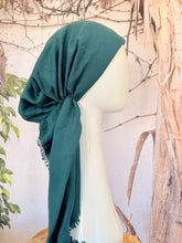 Turkish Cotton NON-SLIP Metallic Pretied w/ Long Tails - Dark Teal Green