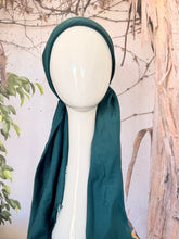 Turkish Cotton NON-SLIP Metallic Pretied w/ Long Tails - Dark Teal Green