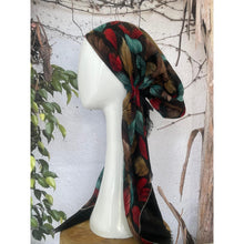 Turkish Cotton Textured Print Pretied w/ Long Tails - Falling Leaves, Black-pretieds-The Little Tichel Lady