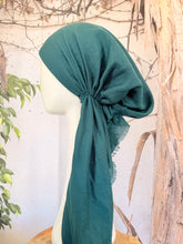 Turkish Cotton NON-SLIP Metallic Pretied w/ Long Tails - Dark Teal Green