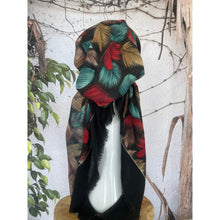 Turkish Cotton Textured Print Pretied w/ Long Tails - Falling Leaves, Black-pretieds-The Little Tichel Lady