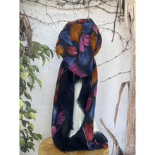 Turkish Cotton Textured Print Pretied w/ Long Tails - Falling Leaves, Navy-pretieds-The Little Tichel Lady