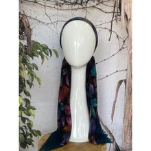 Turkish Cotton Textured Print Pretied w/ Long Tails - Falling Leaves, Teal-pretieds-The Little Tichel Lady