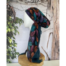 Turkish Cotton Textured Print Pretied w/ Long Tails - Falling Leaves, Teal-pretieds-The Little Tichel Lady