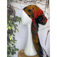 Turkish Cotton Textured Print Pretied w/ Long Tails - Navy/Multi-pretieds-The Little Tichel Lady
