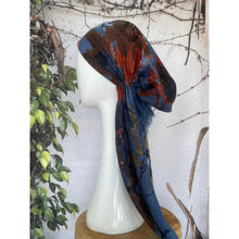 Turkish Cotton Textured Print Pretied w/ Long Tails - Blue/Multi-pretieds-The Little Tichel Lady