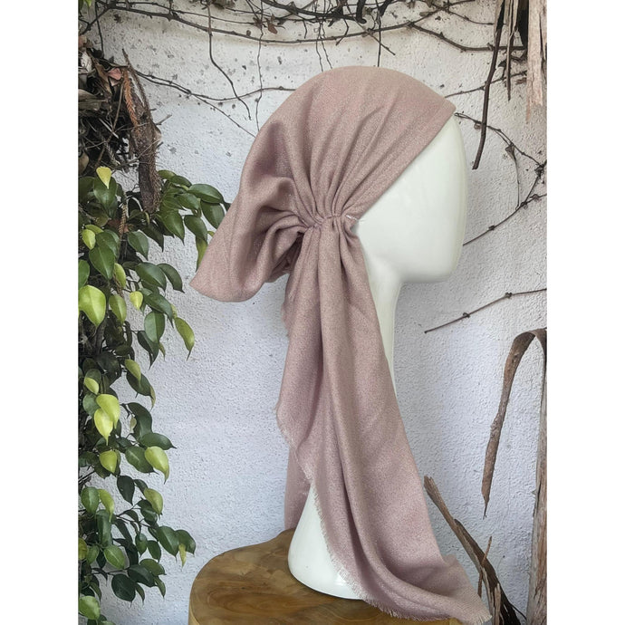 Turkish Cotton Metallic Solid Pretied w/ Long Tails - Dusty Pink-pretieds-The Little Tichel Lady