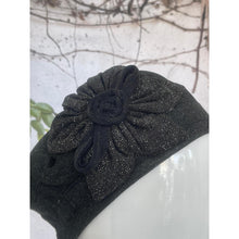 Embellished Hat - Size #1 Black Shimmer Rosette-Hat-The Little Tichel Lady