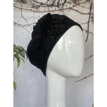 Embellished Hat - Size #1 Black Shimmer Rosette-Hat-The Little Tichel Lady