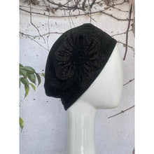 Embellished Hat - Size #1 Black Shimmer Rosette-Hat-The Little Tichel Lady