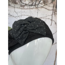 Embellished Hat - Size #1 Black Studded Bow Denim-Hat-The Little Tichel Lady
