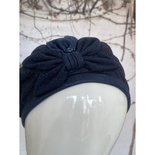Embellished Hat - Size #1 Navy Shimmer Bow-Hat-The Little Tichel Lady