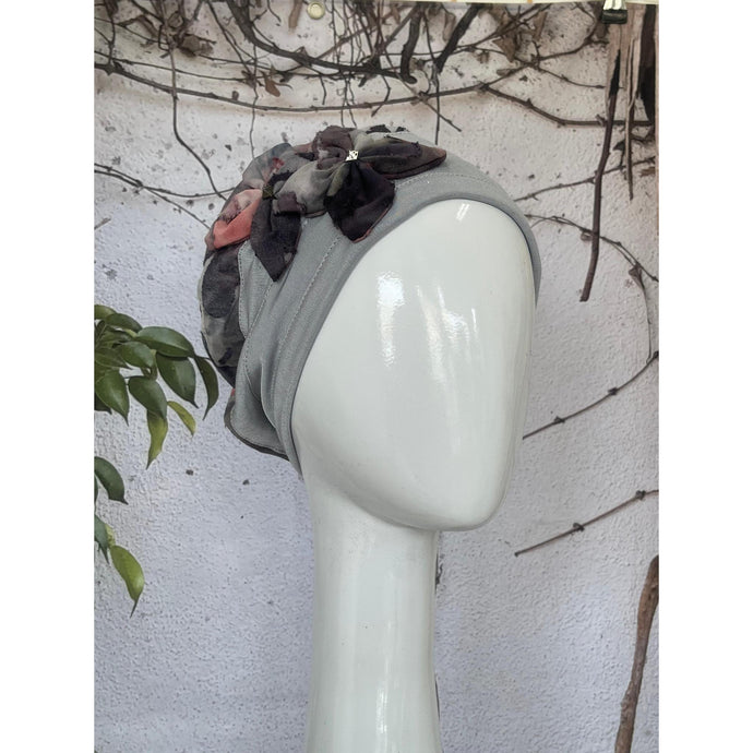Embellished Hat - Size #1 Gray Watercolor-Hat-The Little Tichel Lady