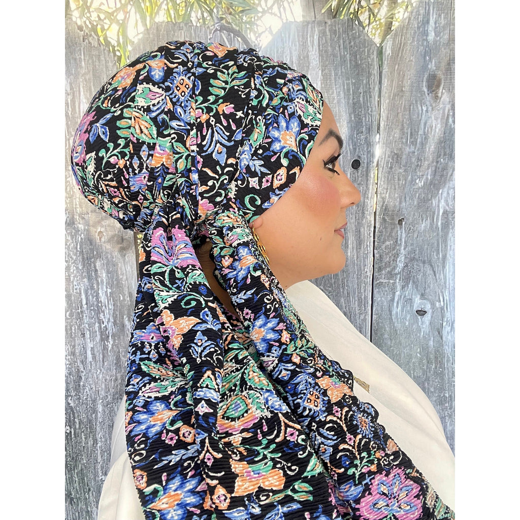 Multi Floral Pleated Long Wrap – The Little Tichel Lady