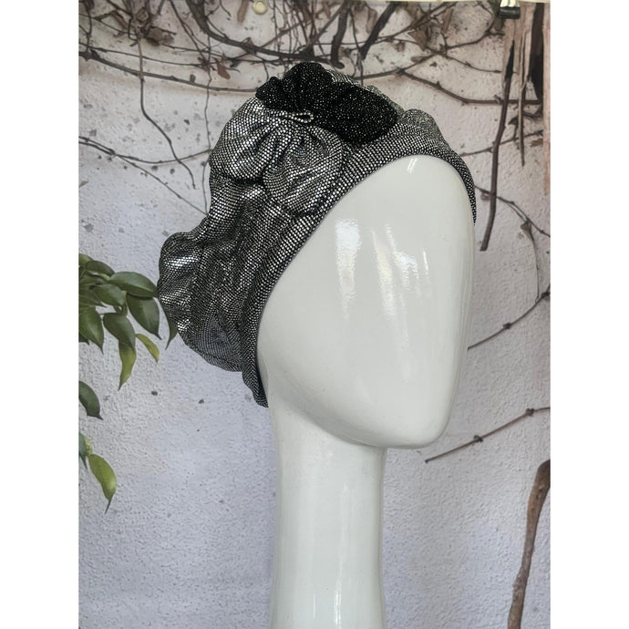 Embellished Hat - Size #1 Silver Metallic Glitter-Hat-The Little Tichel Lady