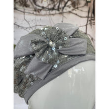 Embellished Hat - Size #1 Silver Sequins Bow-Hat-The Little Tichel Lady