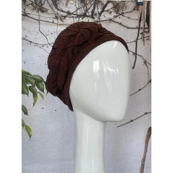 Embellished Hat - Size #1 Textured Brown-Hat-The Little Tichel Lady