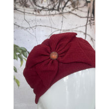 Embellished Hat - Size #1 Burgundy Bow-Hat-The Little Tichel Lady