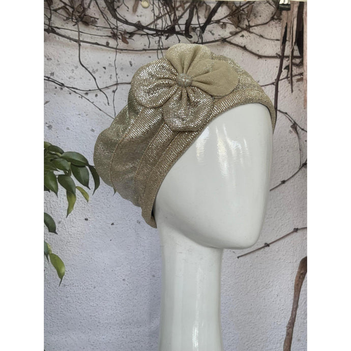 Embellished Hat - Size #1 Neutral/Silver Bow-Hat-The Little Tichel Lady