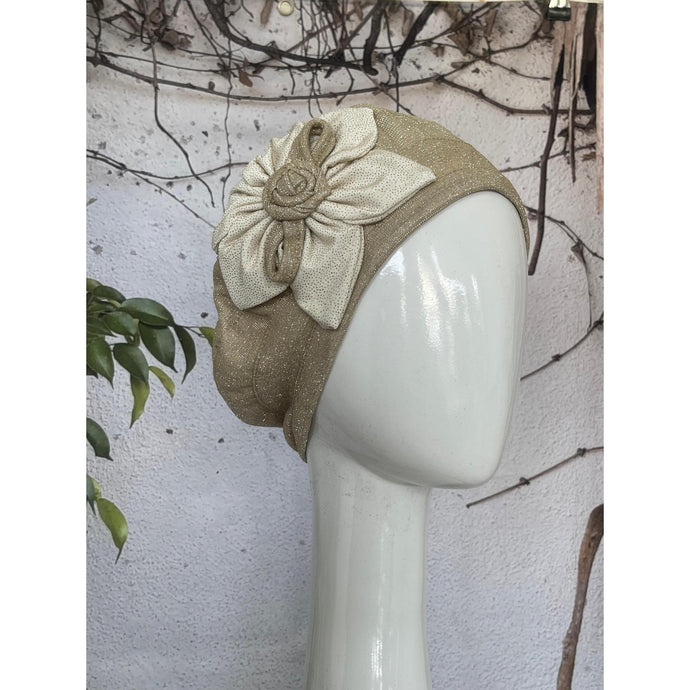 Embellished Hat - Size #1 Neutral Rosette-Hat-The Little Tichel Lady