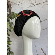 Embellished Hat - Size #2 Black Faux Denim Multi4-Hat-The Little Tichel Lady