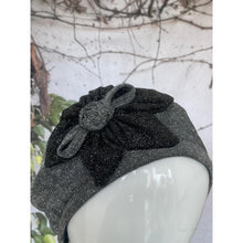 Embellished Hat - Size #2 Silver/Black Shimmer Flower-Hat-The Little Tichel Lady