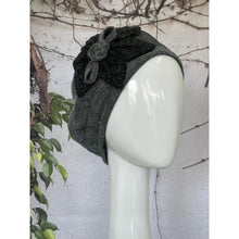 Embellished Hat - Size #2 Silver/Black Shimmer Flower-Hat-The Little Tichel Lady