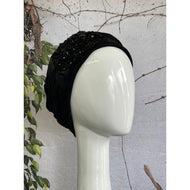 Embellished Hat - Size #2 Black Sequins Design-Hat-The Little Tichel Lady